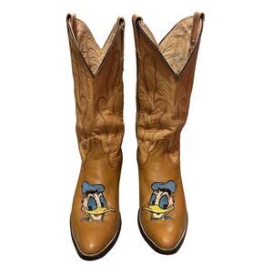 Rare VTG Custom Handcrafted Daffy Duck Leather Cowboy Western Boots Men’s 8-8.5